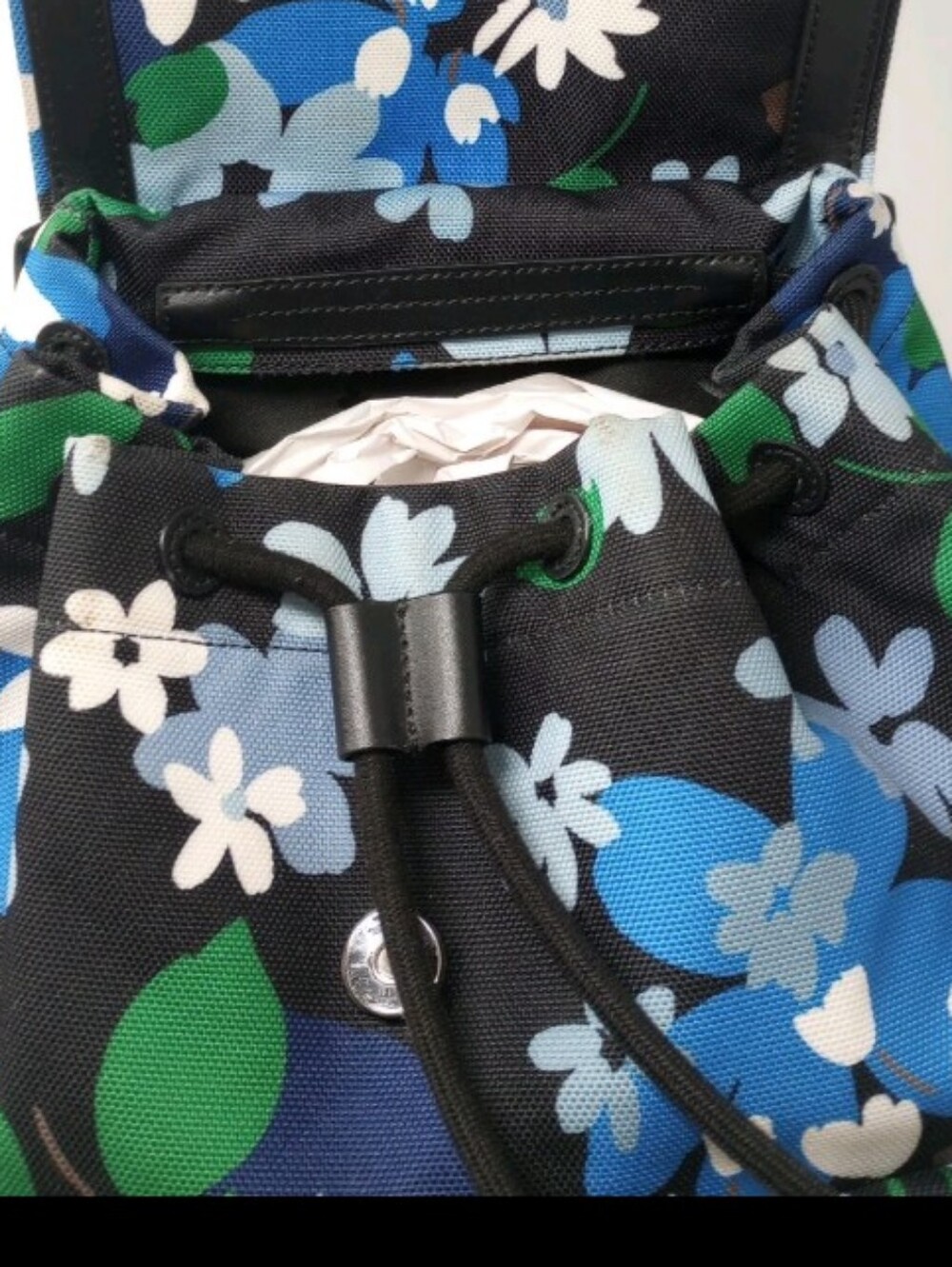 kate spade Black Floral Mini Backpack with Blue, White & Green Accents - Picture 3 of 10